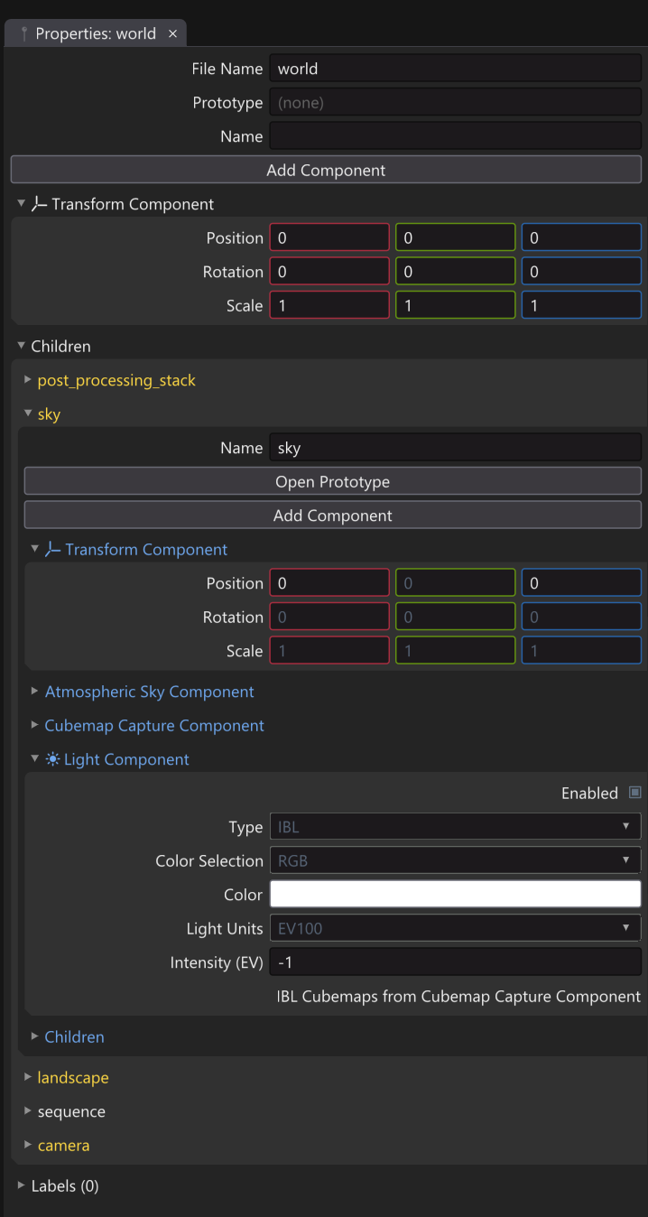 The new look of the property panel, with the alternating background colors of nested groups and right-aligned labels.